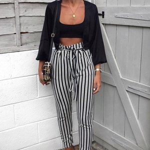 Mama | Striped Cigarette Pants